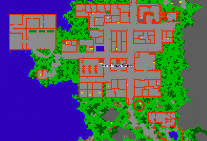 Mapa de Goldenrod con referencia de la salida hacia Hank